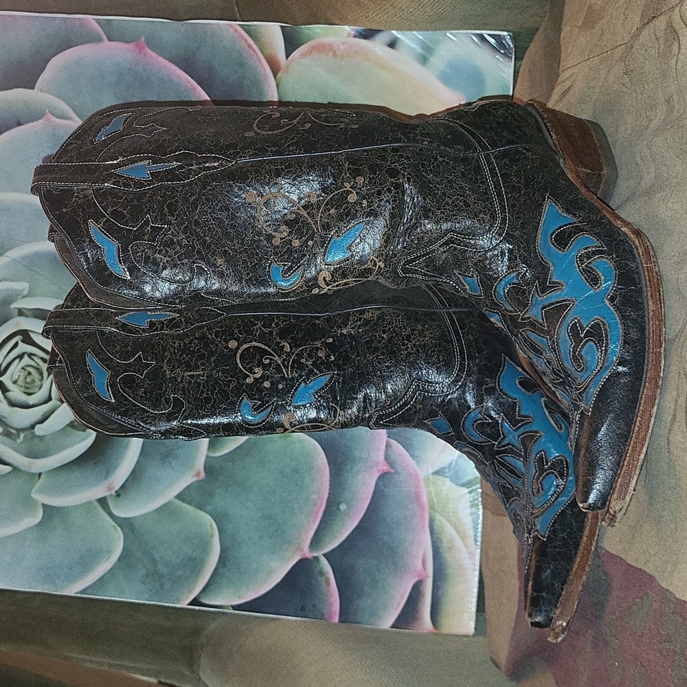 Pecos Bill Leather Cowboy Boots 8 - Picture 6 of 14